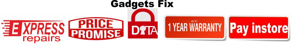 xpress repairs, price promise, data safe, 1 year warranty, pay in store at gadgets fix